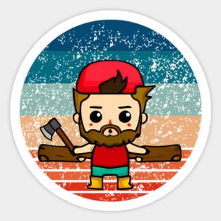 Lumberjack Kawaii Vintage Circle Sticker